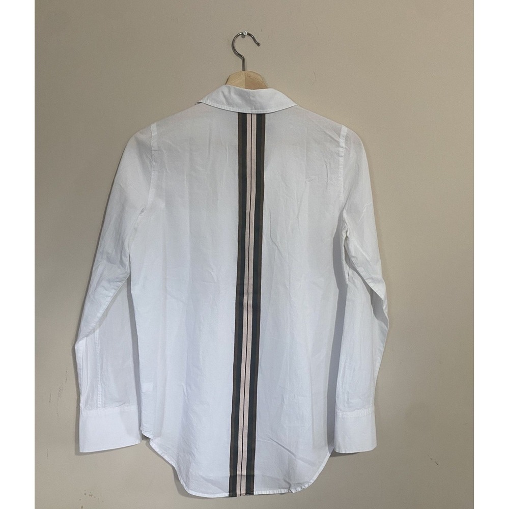 ATHLETA Marinwood White Button Up Back Stripe Long Sleeve Blouse Top Size XS - Picture 2 of 5